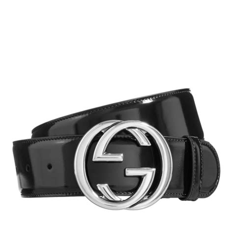 Interlocking buckle riem leder Gucci zwart maat 100 cm in Leer.